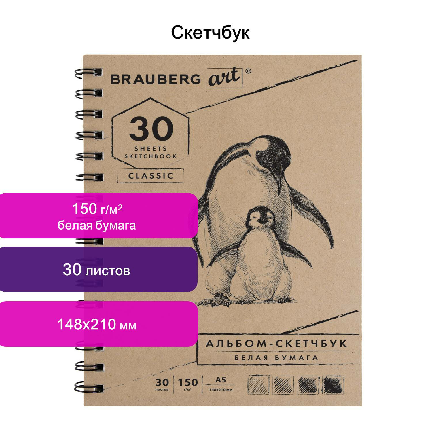 Скетчбук А5. 30л. BRAUBERG ART 