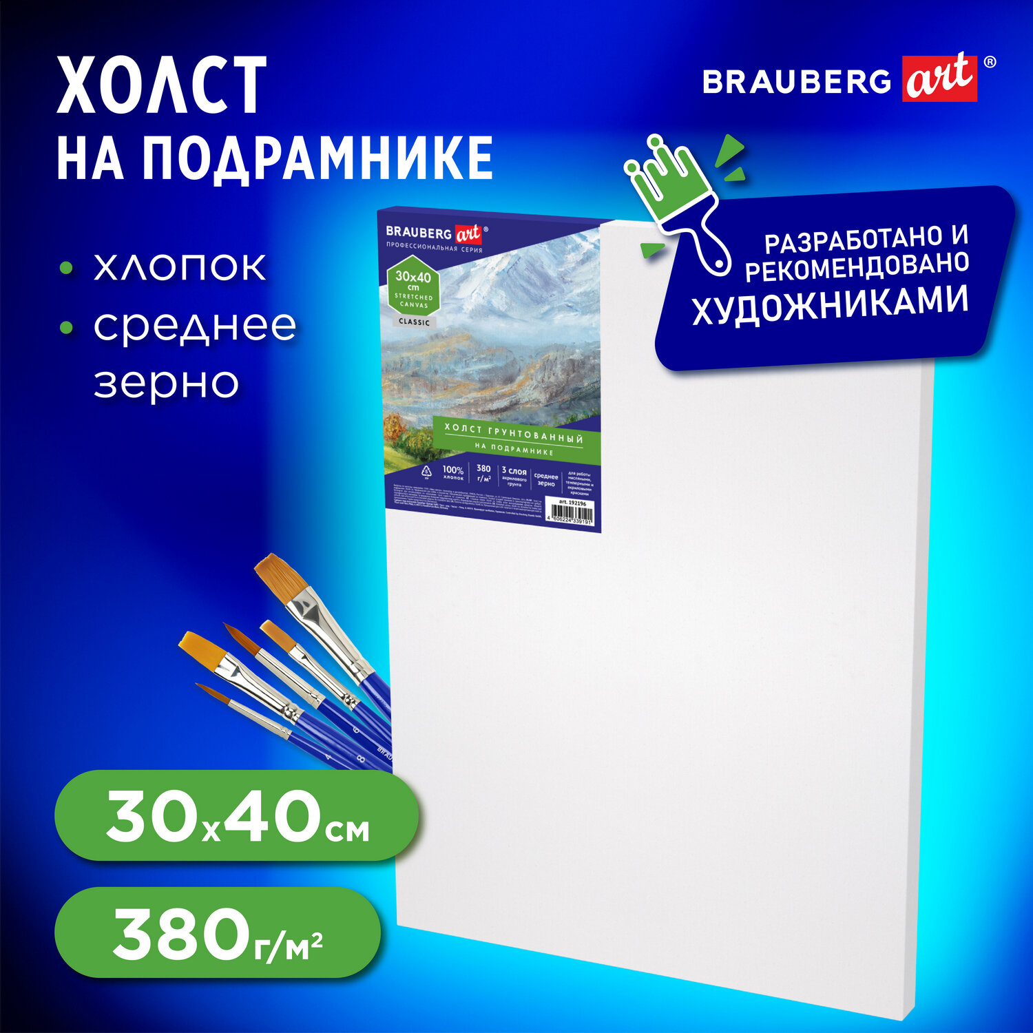 Холст на подрамнике 30х40см. BRAUBERG ART 