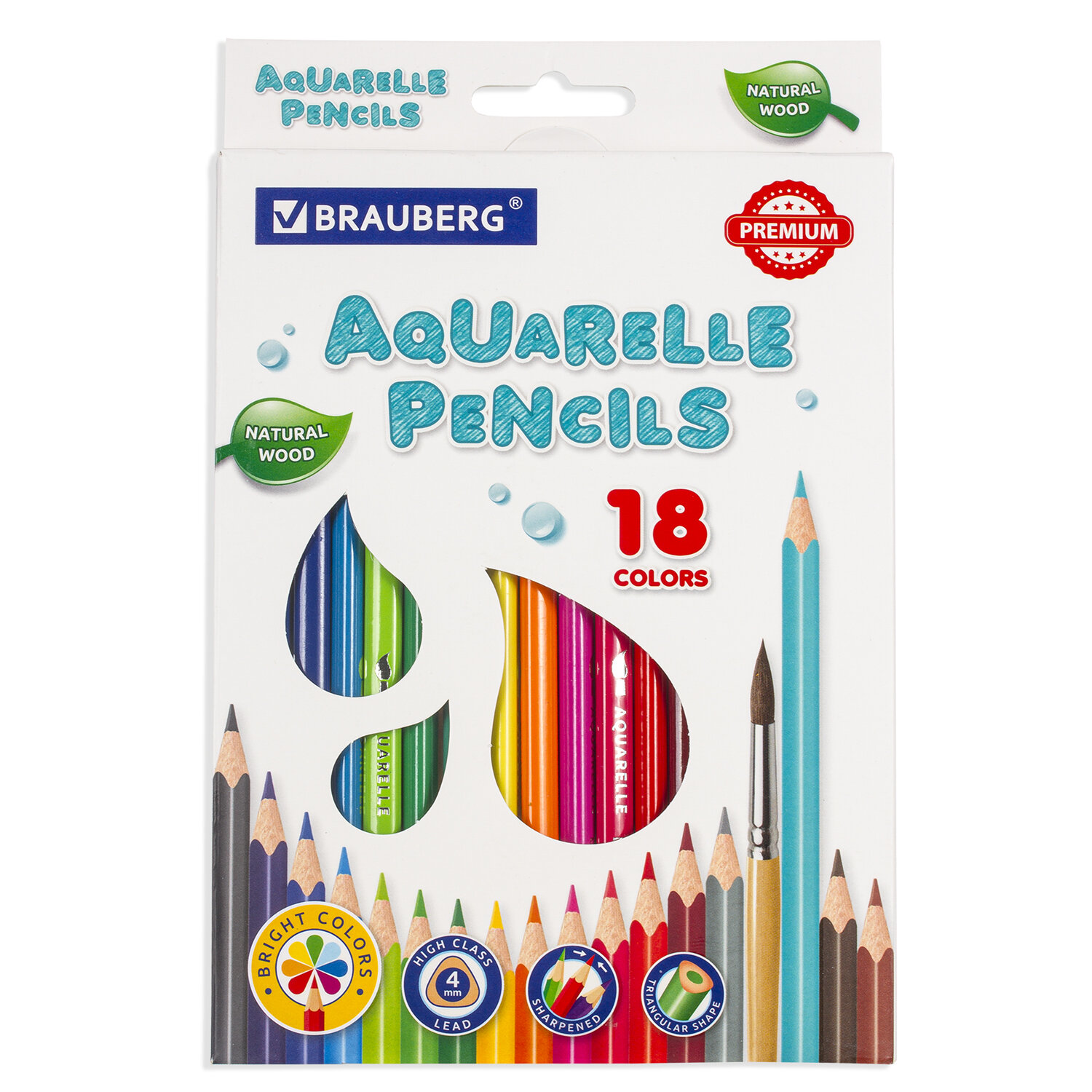 Карандаши акварельные 18цв. BRAUBERG 