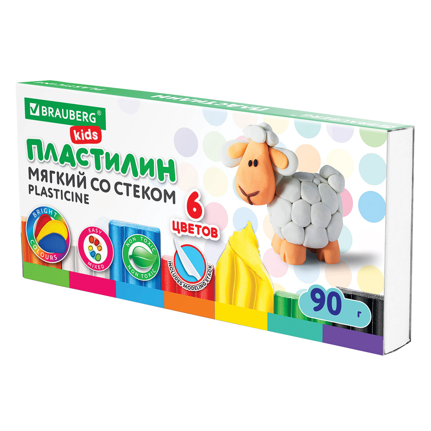 Пластилин мягкий восковой 06цв. BRAUBERG 