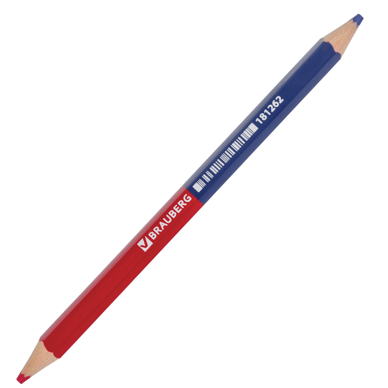 Карандаш двухцветный утолщенный BRAUBERG 4.0мм, шестигранный, красный/синий (181262)