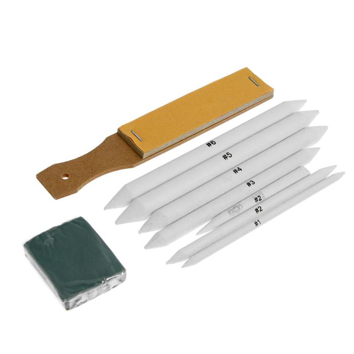 Инструменты для растушевки CALLIGRATA 8 предметов (1 наждачка-12 листов, 1 ластик-клячка, 6 растушевщиков), блистер (2694198 / 64EK-3217)