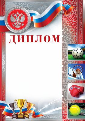 Диплом спортивный с Российской символикой (серебро) (Ш-10377)